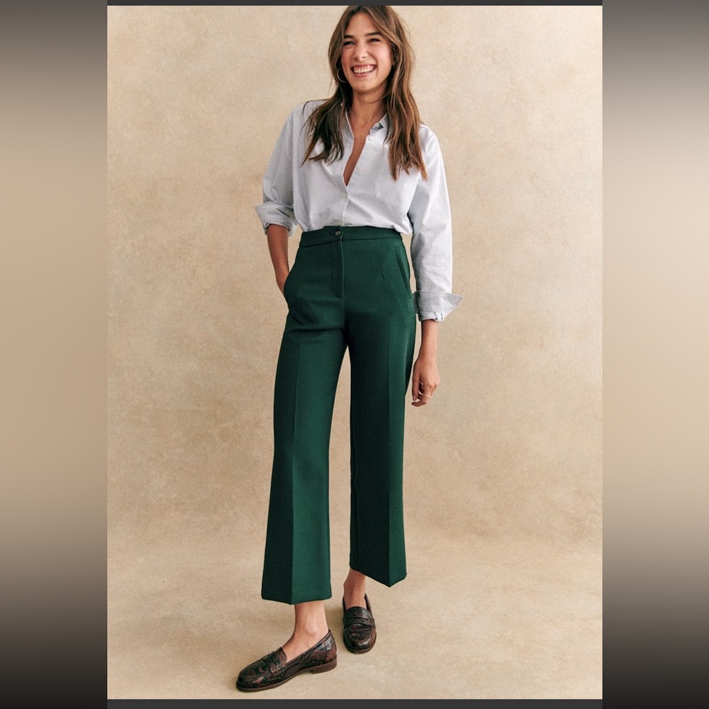 Sezane Martin Crop Trousers Green - Size 4